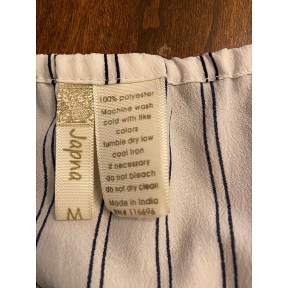 Japna White Striped Tank Shirt Women's Medium - Picture 11 of 14